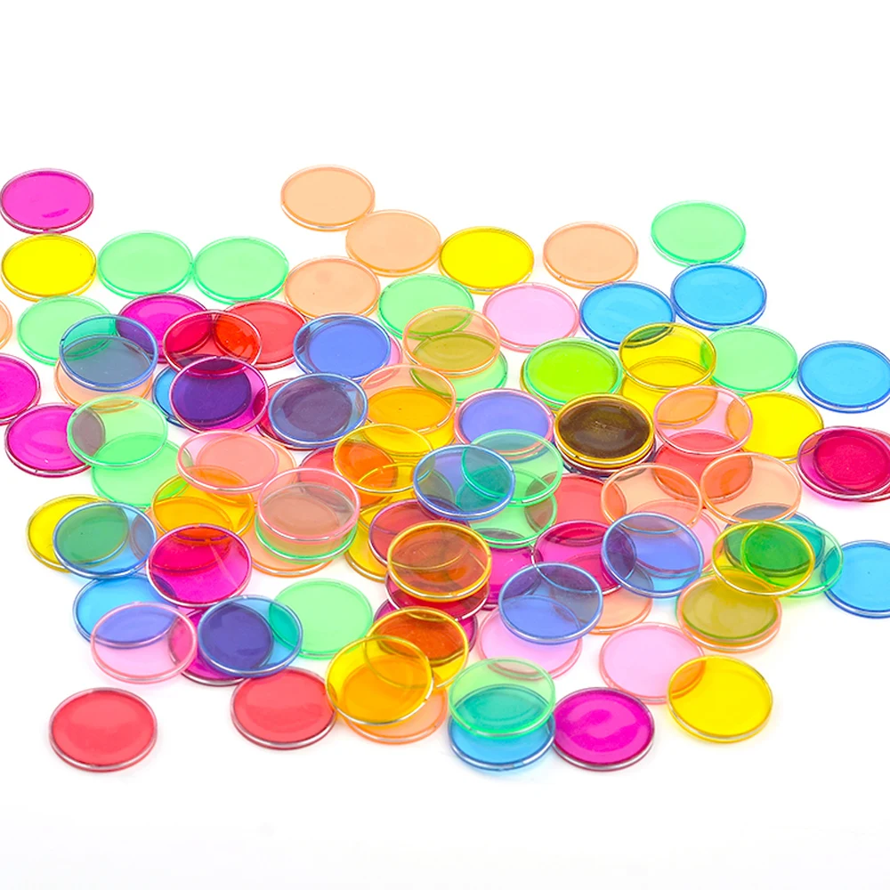 Montessori Toys Kit 1pcs Magnetic Stick Wand + 100pcs Transparent Round Metal-Ring Bingo Chip for Kids Classroom Learning Toys