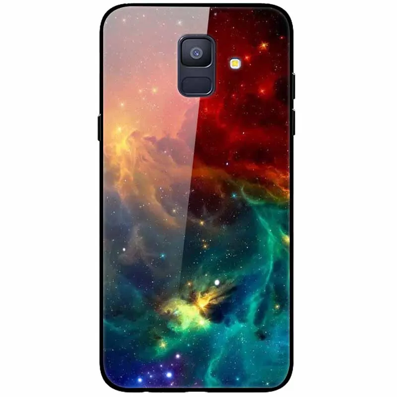 Luxury Case For Samsung Galaxy A8 A6 Plus 2018 Cover Glass Tempered Fashion Coque for Samsung A8 2018 Cases Shockproof A8Plus kawaii samsung phone cases Cases For Samsung