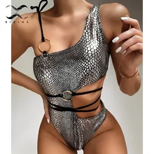 Сексуальный купальник со змеиным принтом, сдельный, открытые, стринги, боди, монокини, стринги, бандаж, купальник для женщин, купальный костюм, новинка