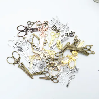

Hot sale 100g zinc alloy metal mixed scissors pendant antique bronze bracelet necklace DIY jewelry crafts wholesale accesso