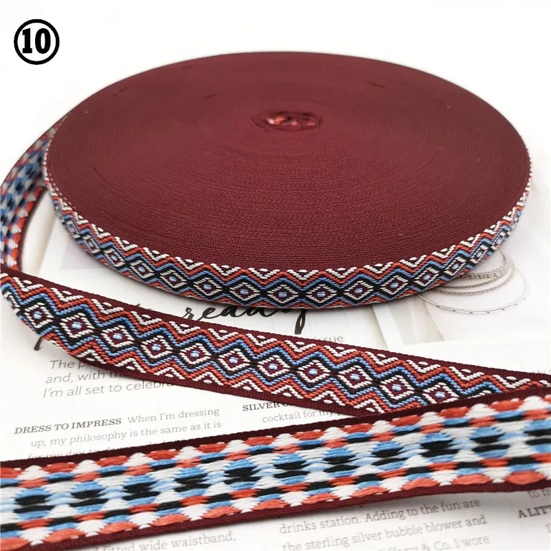 5 Yards 0.78 Inch 20MM Hundreds Styles Geometric Woven Jacquard Embroidered Ribbons DIY Apparel Wrapping Trim Sewing Accessories