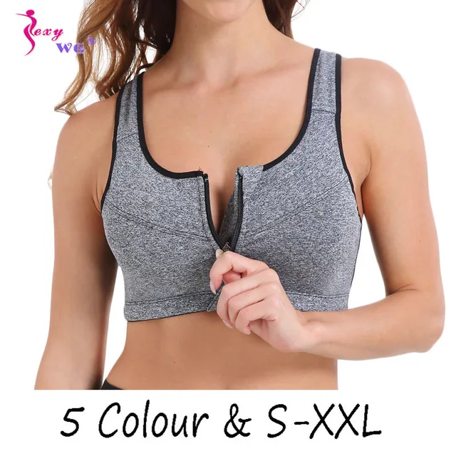 US $3.77 SEXYWG Hot Women Zipper Push Up Sports Bras Vest Underwear Shockproof Breathable Gym Fitness Athlet