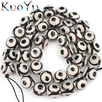 

Faceted Black Spot Tibetan Mystical Old Onyx Eye Beads For Jewelry Making Diy Charm Bracelet Pick Size 6 8 10 12m 15”Strand