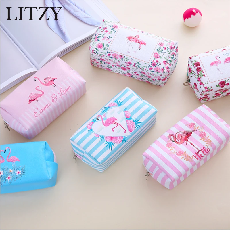

Flamingos Pencil Case Canvas Pencil Bag School Pencil Case for Girls Big Pencil Box Cosmetic Bag School Stationery Supplies Gift