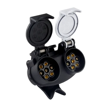 

13 Pin To 7 Pin Double-head Connector RV Trailer Power Connector Plug Socket Connector Waterproof Conversion Adapter