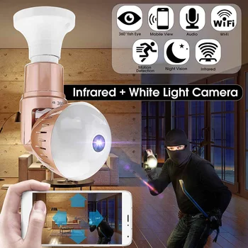 

360 Degree Panoramic Rotating Bulb Camera Wireless WiFi Induction Real-time Monitor Infrared Night Vision Home Security Protecti