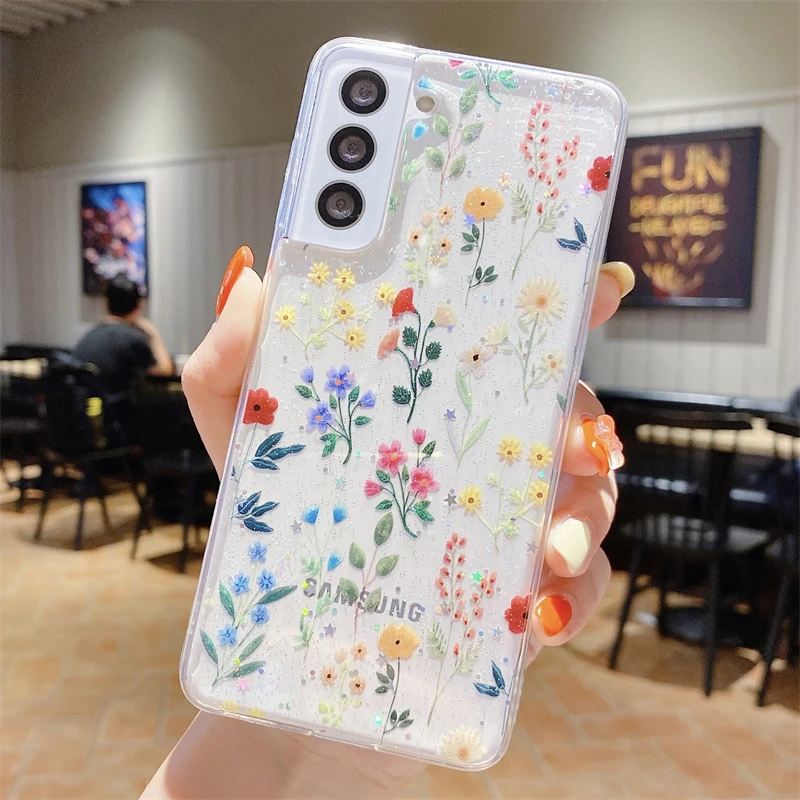 cute phone cases for samsung  Long Lanh Họa Tiết Hoạt Hình Dễ Thương Hoa Trong Suốt Mềm Mại Ốp Lưng Điện Thoại Samsung Galaxy S22 S21 S20 Plus FE Note 20 Cực A52 a72 A32 A50 A71 Bao samsung silicone Cases For Samsung