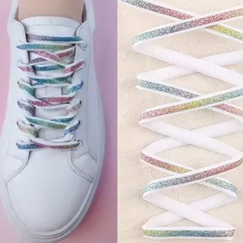 

1Pair Round Rainbow Shoelaces White Polyester Shoe Lace Glitter Shoelace Sneakers Boots Shoes Lace Strings 80/100/120/140/160cm