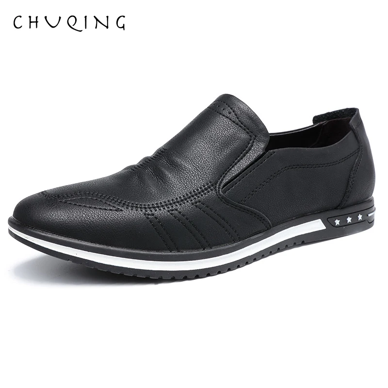 

CHUQING Four Seasons Fashion Korean Version of the Single Shoe Cover Foot Soft Bottom Comfortable Driving Men's Leather Shoes