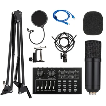 

JAYETE bm 800 Professional Condenser Microphone Kit Studio Recording Microfone Mic For Computer Karaoke Bm800 Mic+Sound Card Set