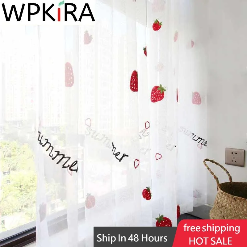 Занавеска из тюли с вышивкой изображением фруктов для детей девочек спальни