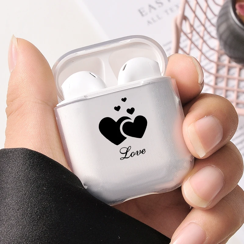 Беспроводной чехол Airpods с надписью Love Heart Rainbow Red Letter, защитный прозрачный чехол для наушников, классный портативный милый чехол для наушников