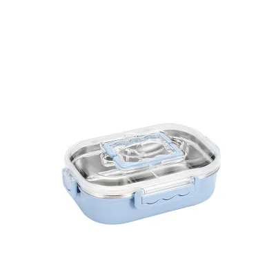 lunch box Новинка 304, Ланч-бокс из нержавеющей стали, двухслойный, портативный, Ланч-бокс, студенческий, офисный, Ланч-бокс, большая вместительность, отсек - Цвет: lunch box