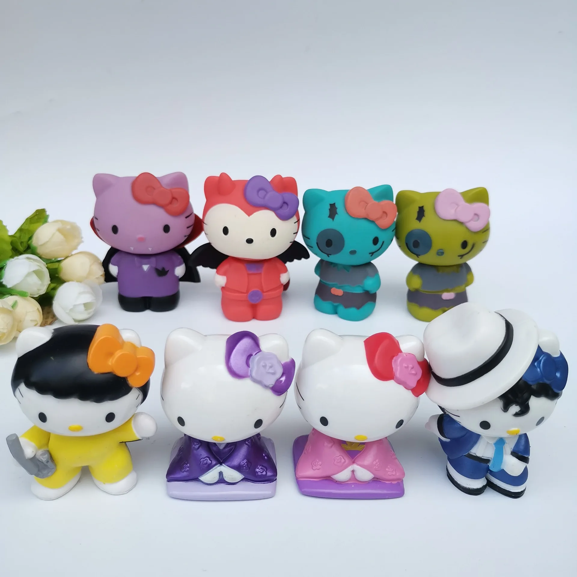 

5pcs Hi Kitty cat pet figure vampire zombie Cartoon model toys