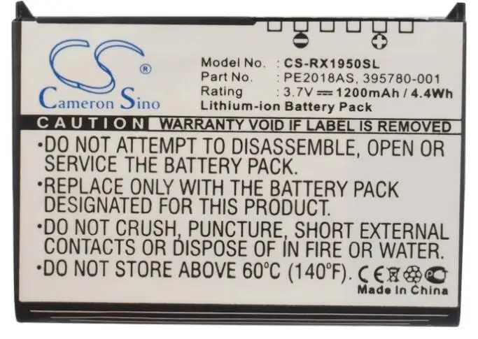 Аккумулятор cameron sino 1200 мАч для HP iPAQ RX1900 RX1950 RX1955 35H00063-00M 395780-001 398687-001 399858-001 |