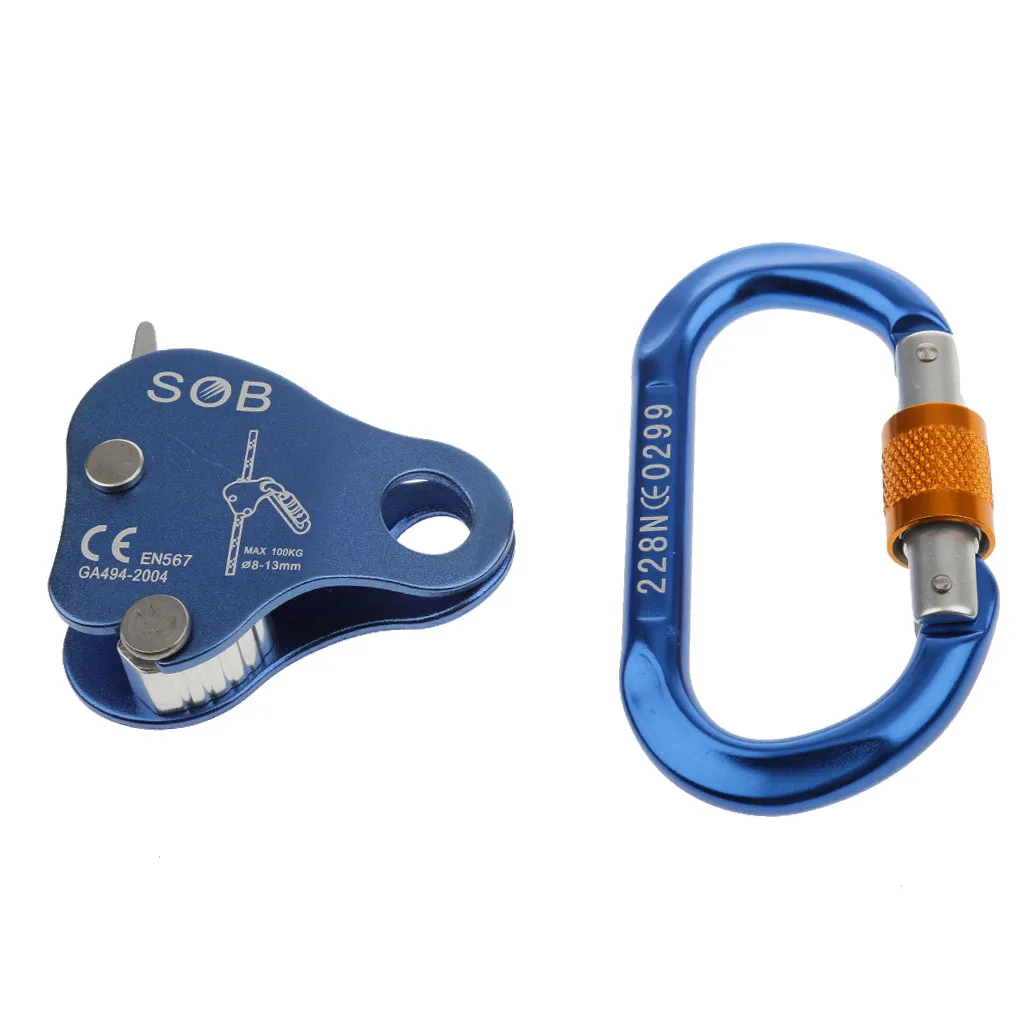 Outdoor Rock Climbing Rope Grab Protecta with Screw Locking Carabiner Equip