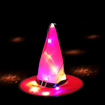 

Halloween Witch Cap with LED Light Bright Witches Hat Lighting Decoration Glossy Halloween Gift