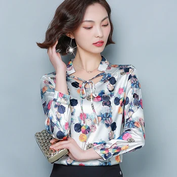 

COIGARSAM Print Full Sleeve Shirt Womens tops New Spring Belt Women shirts White Color 505