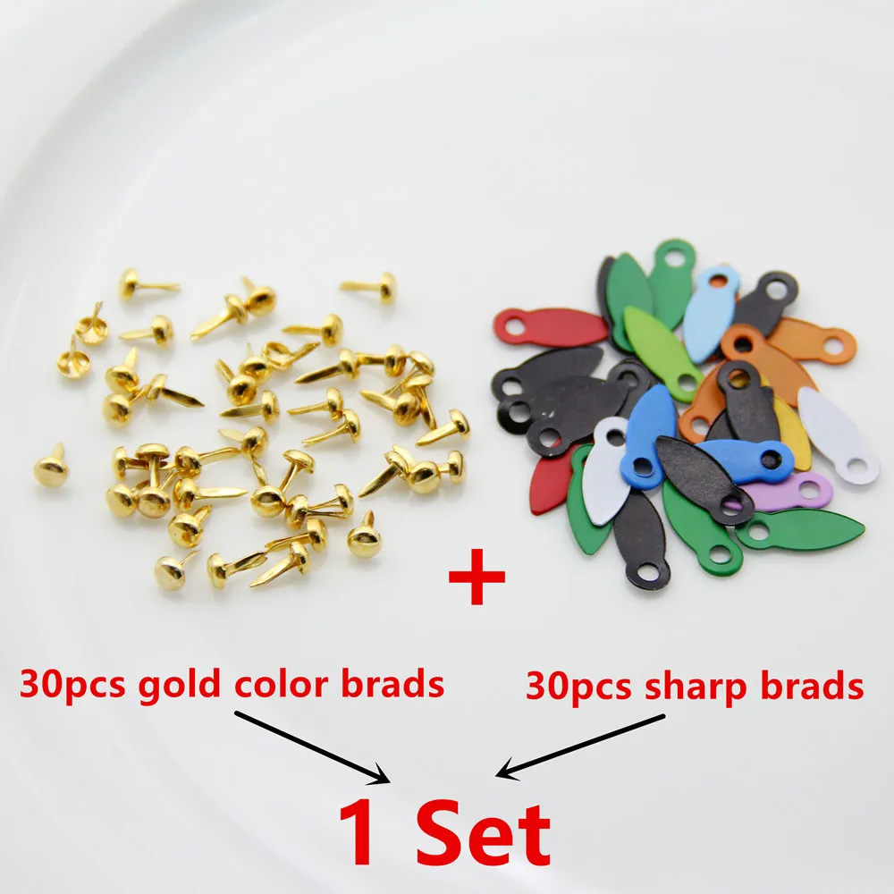 30pc 4.5mm Brads And 30pc Rotating Buttons Brads For Photo Album Frame Locks Scrapbooking Embellishment Fastener Brads DIY Craft 