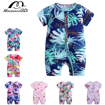 

MAIDANGDI Baby Jumpsuit Cotton 2020 Summer Round Collar Newborn Clothes Boys Baby Short Sleeve Clothes Age 6M-3 Year