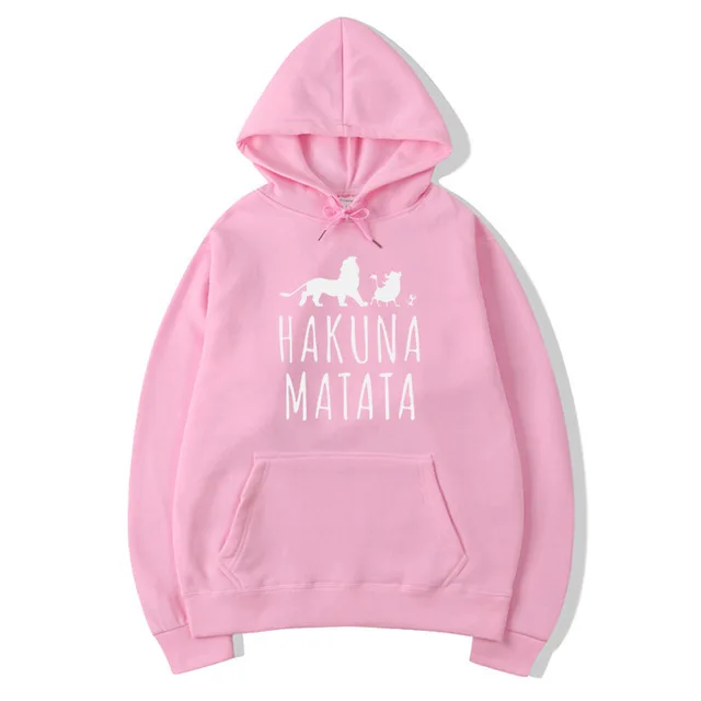 Hakuna Matata флисовая толстовка женская Повседневная флисовая толстовка Король Лев Harajuku пуловер животные толстовки Великобритания - Цвет: Pink-W