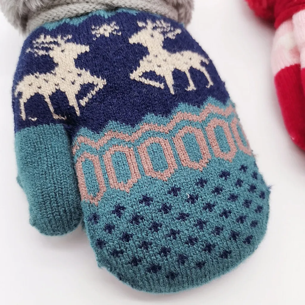 Детские перчатки; теплые детские перчатки для мальчиков и девочек с рождественским оленем; ветрозащитные вязаные перчатки для детей; детские перчатки