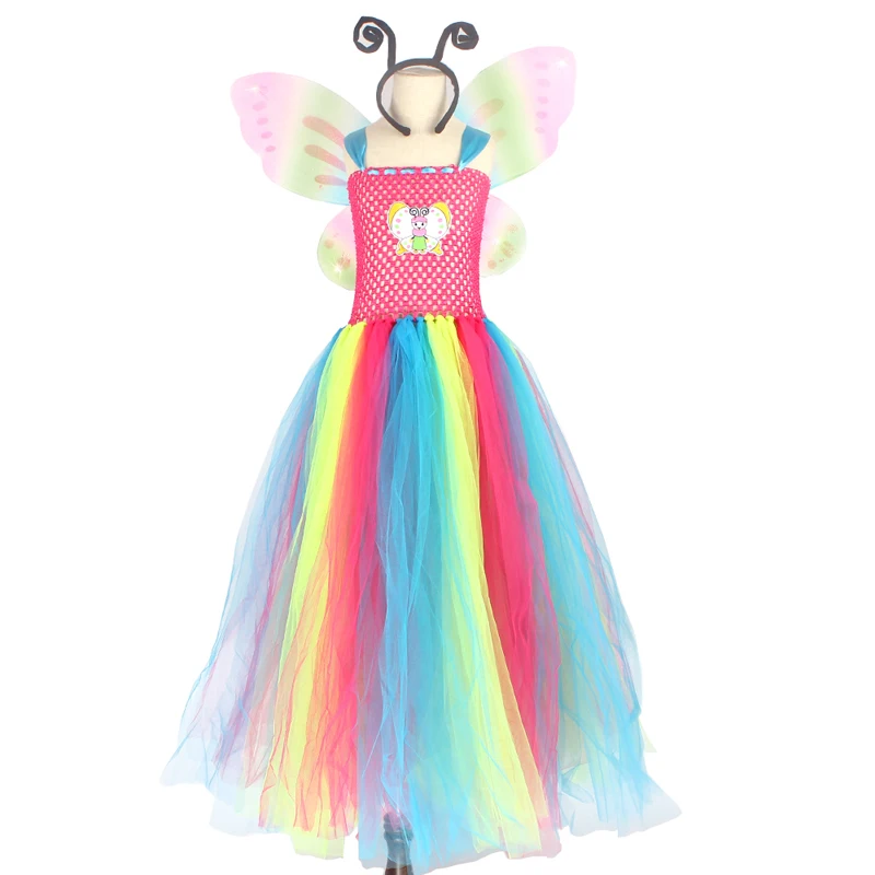 Affordable Rainbow Butterfly Girls Tutu Dress with Wings and Headband Princess Fairy Kids Birthday Party Dress Up Tutu Costume (21)