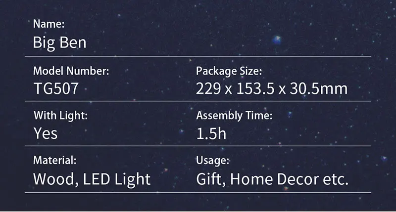 3D Wooden Puzzle Game Big Ben Tower Bridge Pagoda Building Model