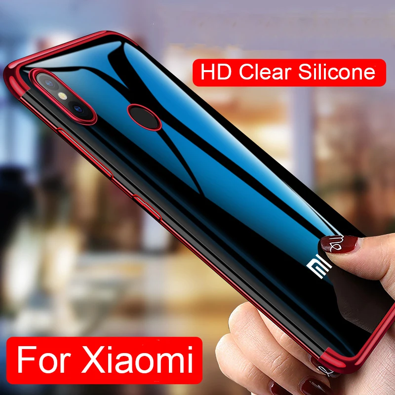 

Soft Silicone Phone Case For Xiaomi Mi 9 8 SE Lite 6 A1 A2 Mix 2 2S Back Cover Plated Transparent For Xiaomi Redmi Note 7 Case