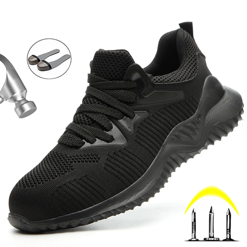 Botas de trabajo con punta de acero para hombre, zapatos de seguridad a prueba de perforaciones