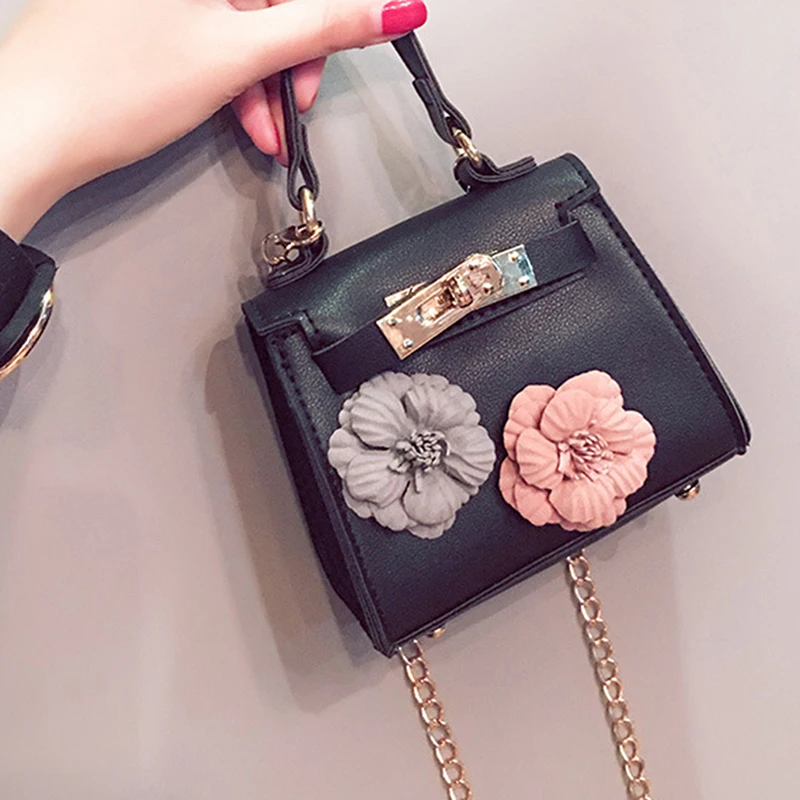 

1x PU leather female mini flower chain bag shoulder diagonal bag handbag