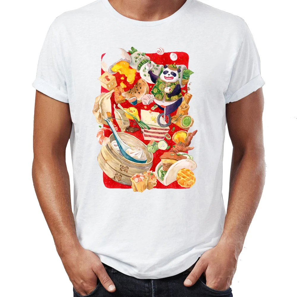 

Men's T Shirt Panda Dim Sum Circus Funny Artsy Tee Male Summer 100% Cotton Fabric Streetwear Custom Crew Neck Clothing Slim Fit