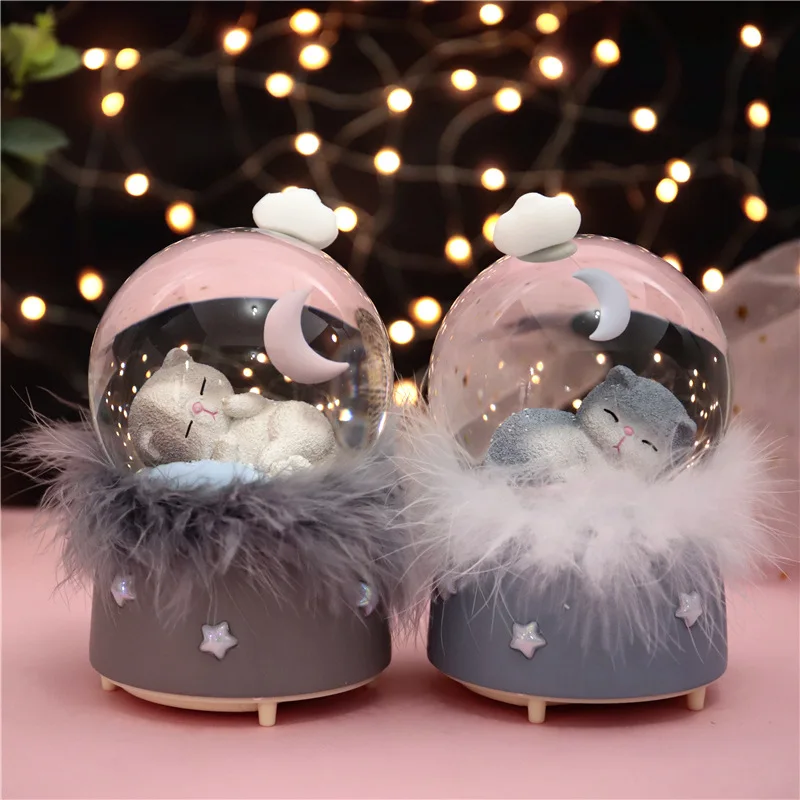 10*15,8 см kitty Plume хрустальные снежные глобусы стеклянная музыкальная шкатулка снежный шар домашний офис украшение интерьера рождественские подарки на день Святого Валентина