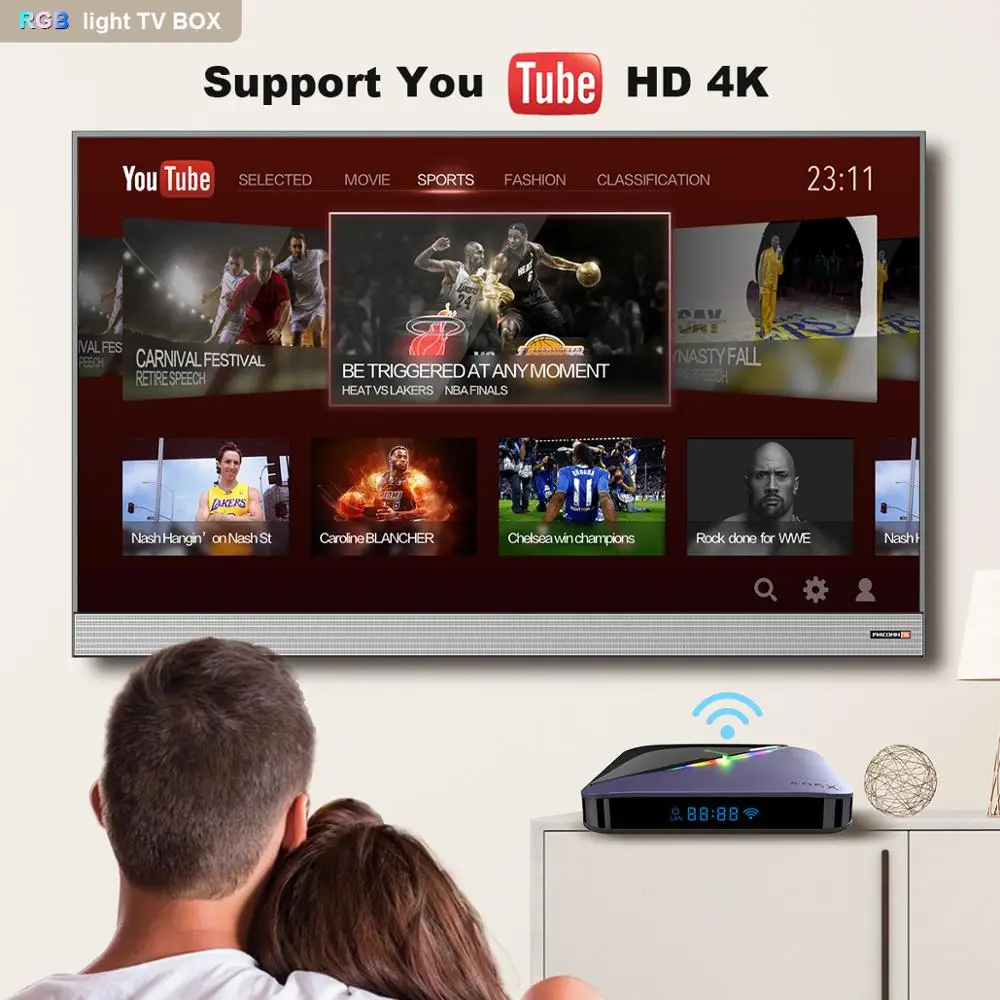 ТВ приставка с RGB подсветкой Android 9 0 A95X F3 4 ГБ 64 32 Amlogic S905X3 2 4/5G Wi Fi BT YouTube 8k 2G16G умный