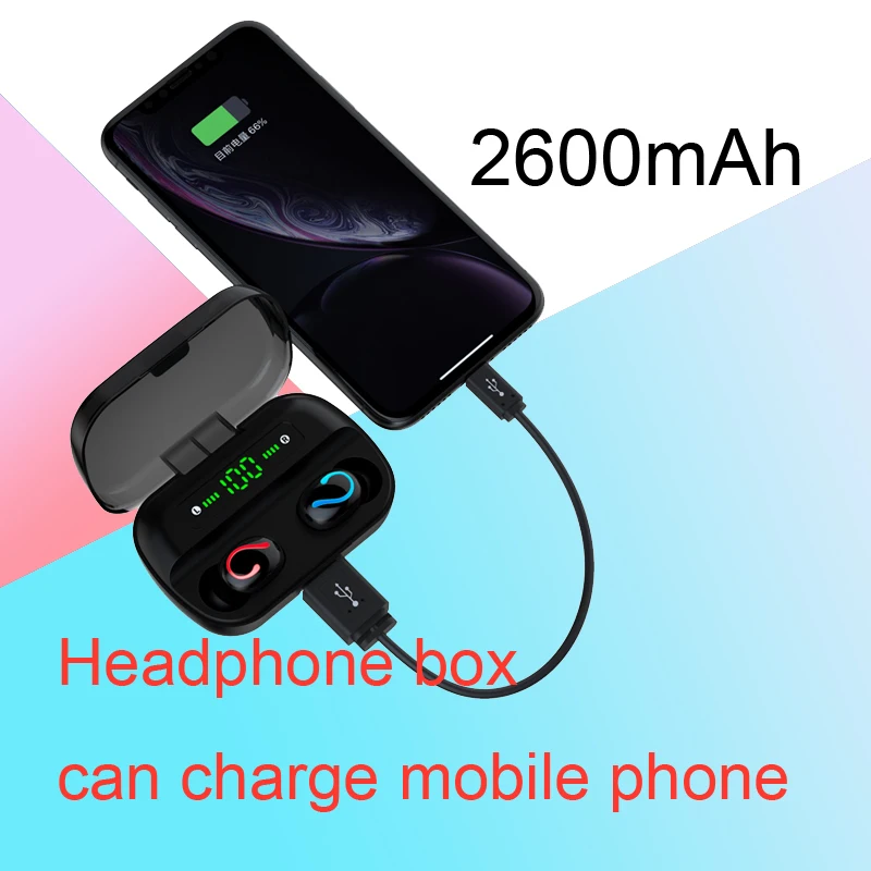 YUNAO HBQ Q61 беспроводные Bluetooth наушники с шумоподавлением HD спортивные наушники 2600 мАч Eadphones чехол можно заряжать мобильный телефон