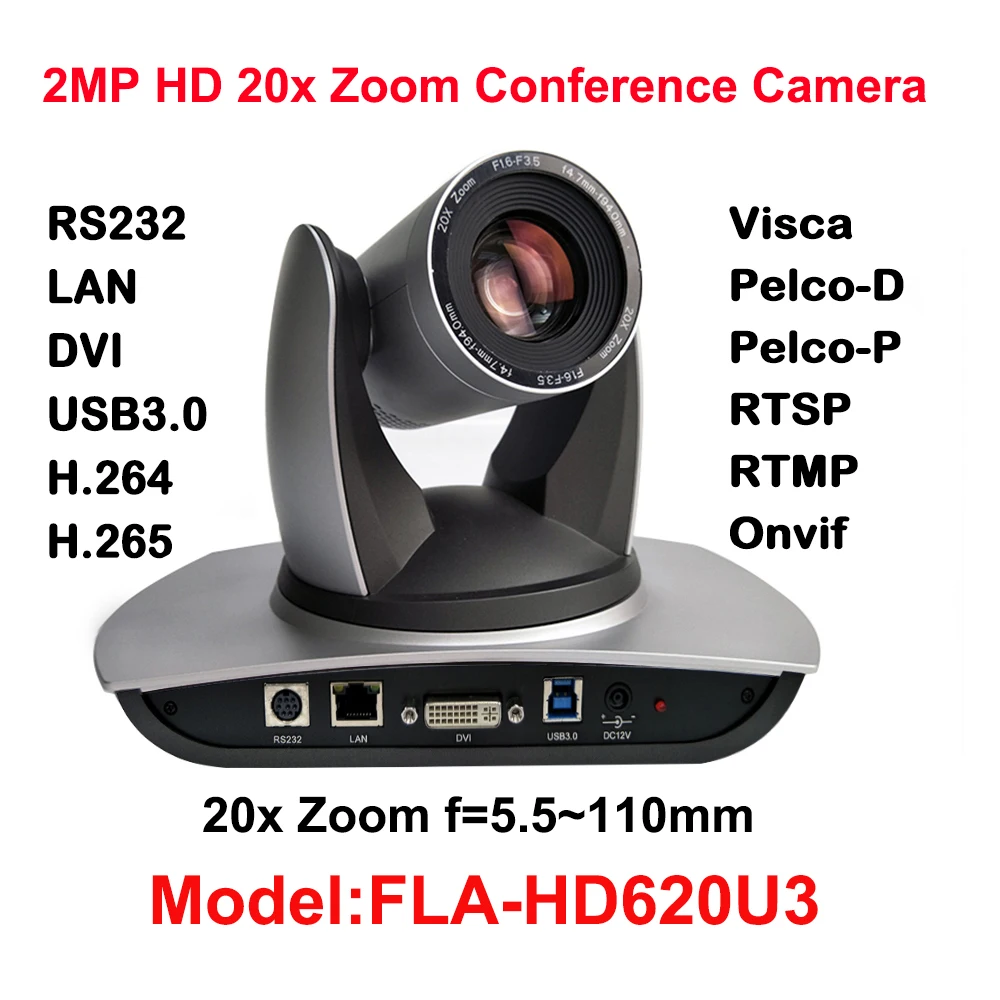 2MP трансляция и конференц камера PTZ 20x оптический зум 1080P 60fps USB 3 0 DVI IP потоковая