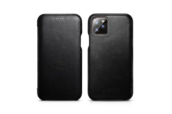 Флип-чехол для iPhone 11, чехол из натуральной кожи для iPhone 11 Pro Max, натуральная кожа, защитный чехол для iPhone XR X XS Max - Цвет: Черный