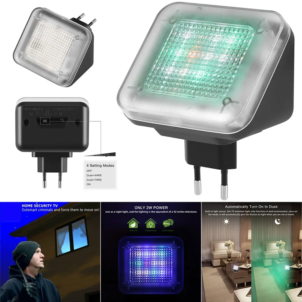 

LED TV Simulator Home Security Burglar Intruder Deterrent with Light Sensor EU Plug JLRL88