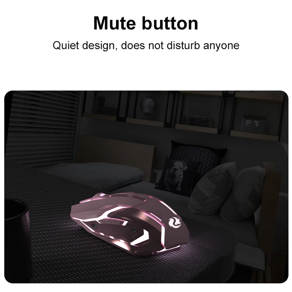 Rato do Jogo Recarregável 2.4gwireless Bluetooth Mouse Mudo Ergonômico Mouse para Computador Portátil Led Backlit Ratos para Ios Android - Imagem 2
