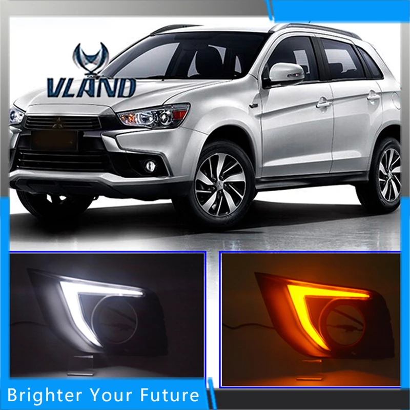 2 шт. ABS дневные ходовые огни для Mitsubishi ASX 2013 2015 2016 2018 белый + желтый указатель