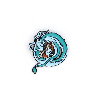 

20pcs/lot Enamel Pin Hayao Miyazak Anime Brooches Spirited Away Haku Badge Lapel / Hat Pin Badge Denim Jacket Oil Drop Pins D61