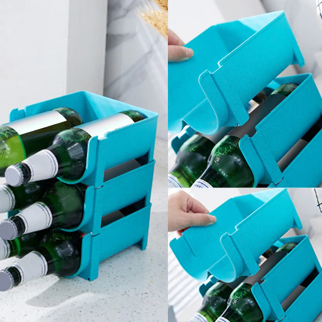 Kitchen Home Refrigerator Beer Drink Beverage Organizer Storage Rack Basket Box 
