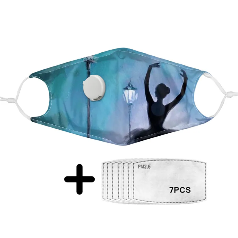 

2020 Daily Outdoor Masks with Pretty Ballet Girls Print Washable Anti Dust Masks and PM2.5 Filter for Women Breath Mouth-muffle