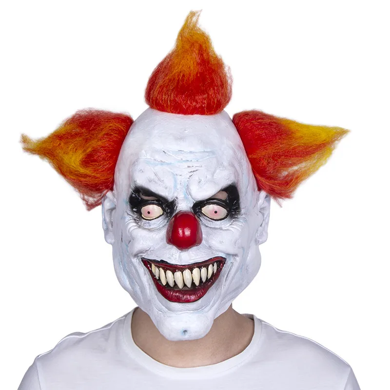 Страшная злой клоун латексная резиновая маска на Хеллоуин Клоун Маска с волосами для взрослых - Цвет: x12009