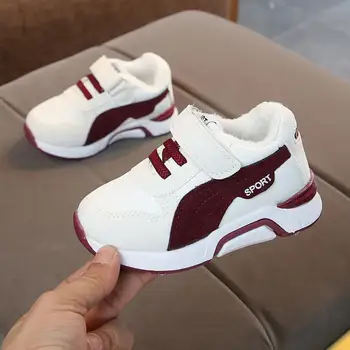 

Winter Thicken Thermal Kids Shoes Boy Girl Rubber Soft Bottom Toddler Sneakers Velvet Running Sport Children Casual Shoes 1*Pair