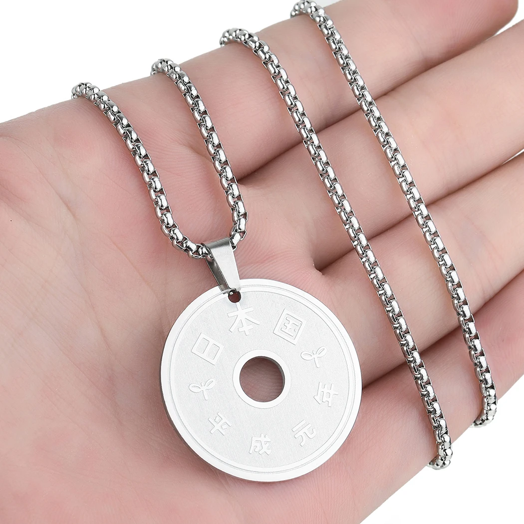 CHENGXUN Lucky Japanese Coin Necklace for Men Womens Stainless Steel  Vintage 5 Yen Coin Charm Box Chain Good Luck Jewelry Gift - AliExpress
