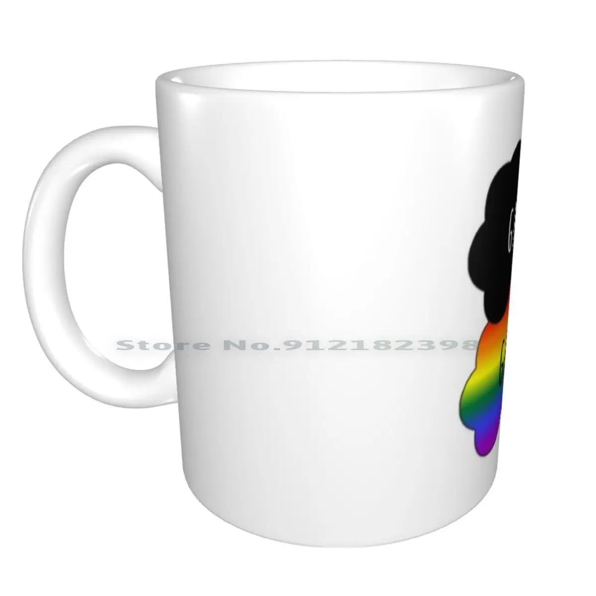 Bubble Hugs LGBTQ+ Pride Coffee Mug - 11 Oz White Ceramic, Rainbow Design For Gay, Lesbian, Trans, Bisexual Support & Celebration