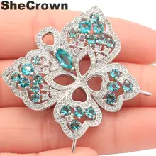 37x37 мм Большой Размеры тяжелый бабочка Форма насыщенного синего цвета Аквамарин Турмалин CZ цвета: золотистый, Серебристый Брошь