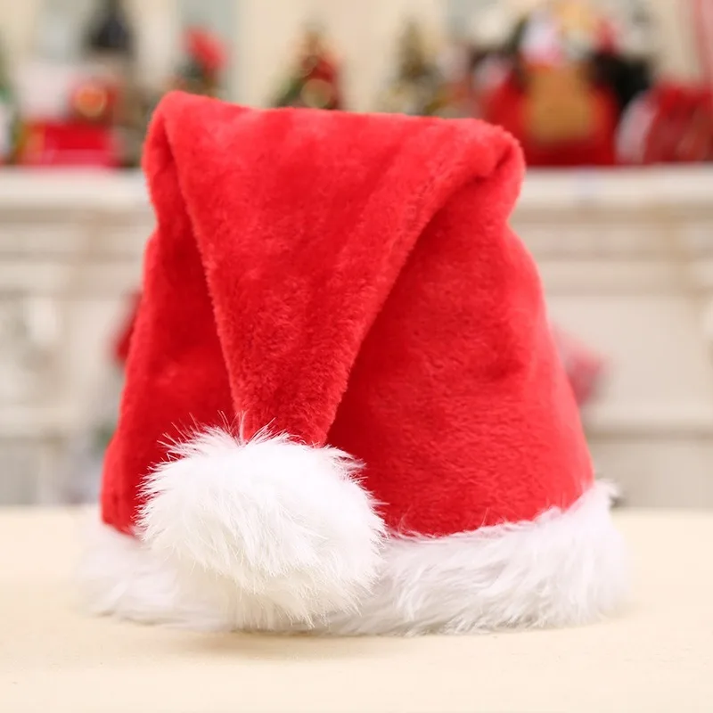 

High Quality Red Hats Plush Christmas Hats Holiday Xmas Cap for Santa Claus Christmas Hat Christmas Hat Adult Decorations 2020