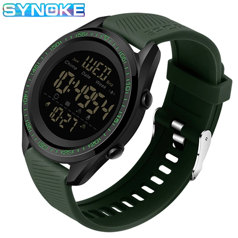 SYNOKE Military Green Watches Mens Sports Dive Digital Wrist Watch 50M Waterproof Ultra Thin Men Dress Clock Relogio Masculino | Наручные